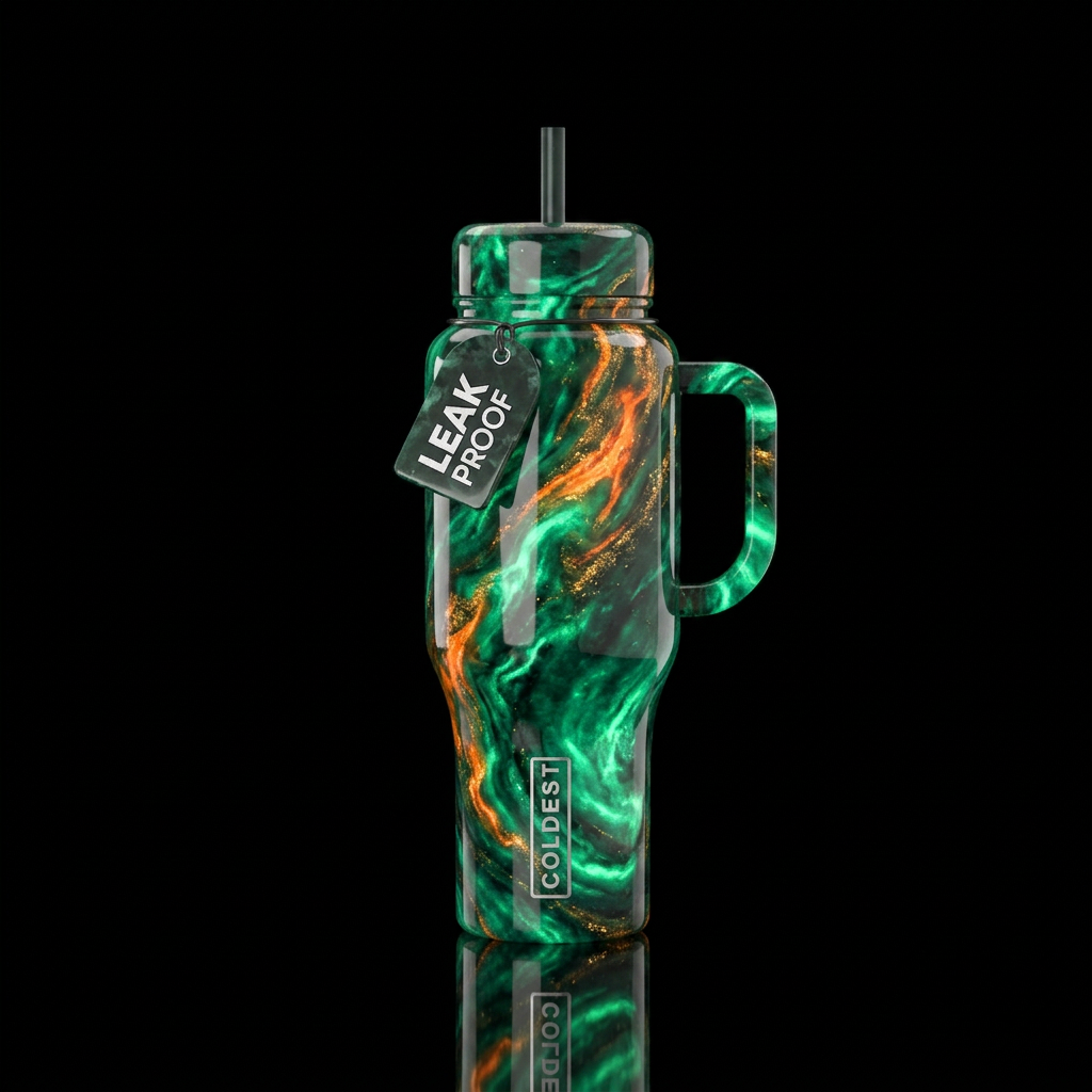 Emerald marble water bottle design