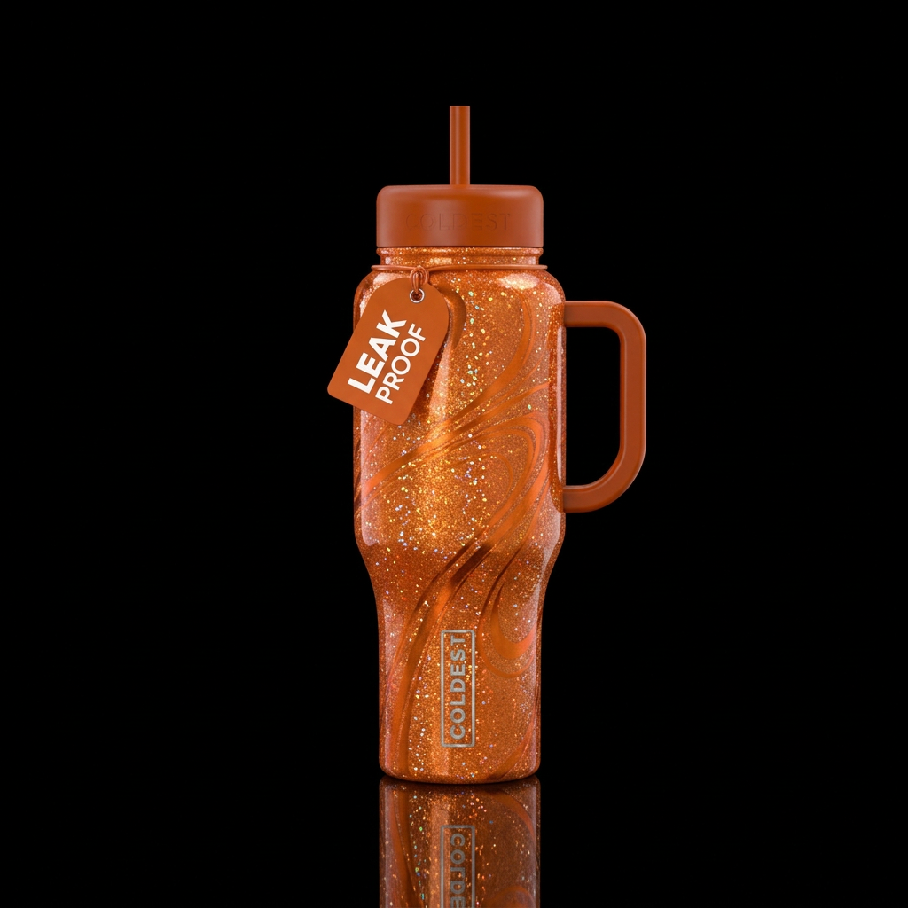 Orange swirls water bottle design