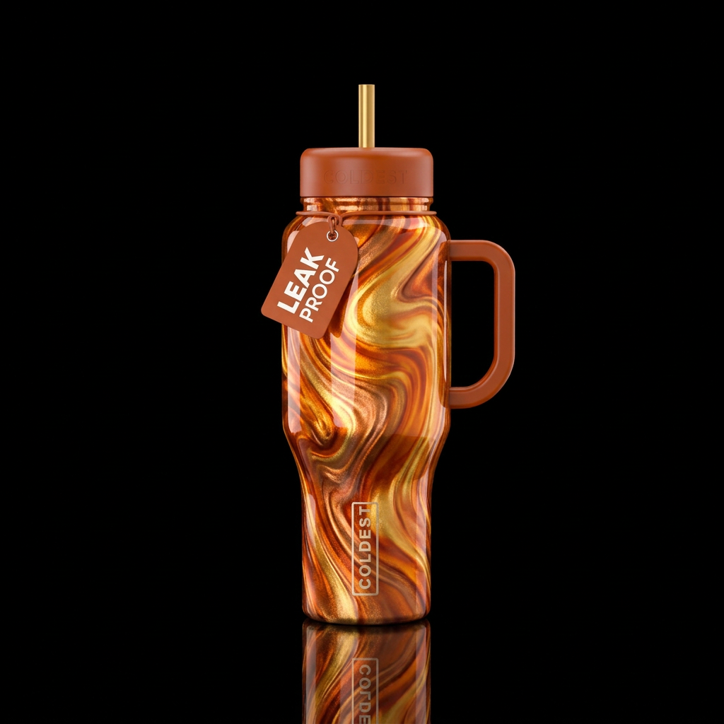 Orange swirls water bottle design