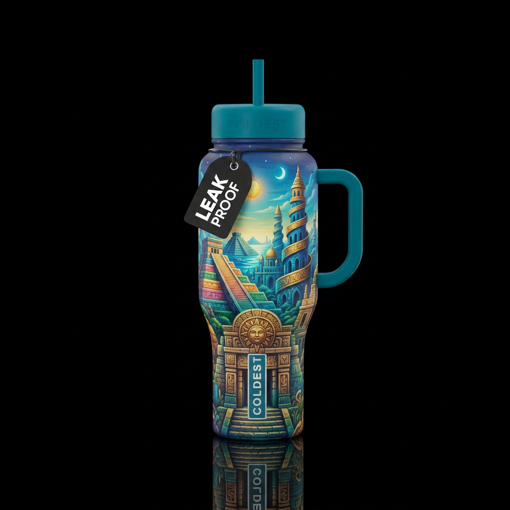 Ancient wonders water bottle design