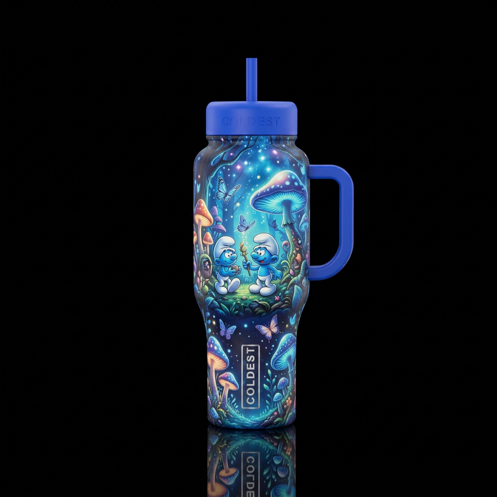 Smurfs water bottle design