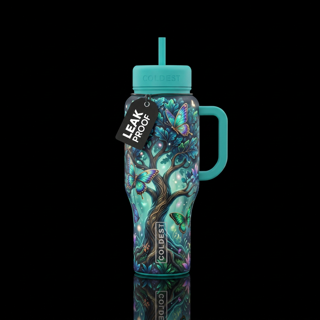 Japanese oak, shiny, beautiul, vibrant, magical, h... water bottle design