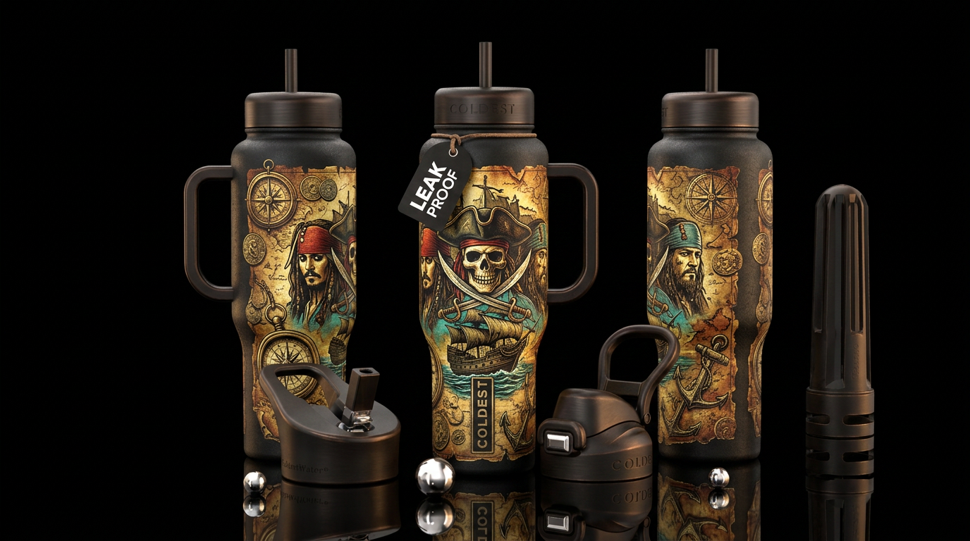 Pirates of the Caribbean water bottle design