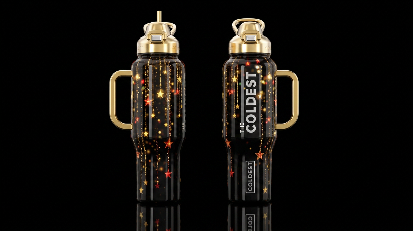 Christmas Falling Stars water bottle design