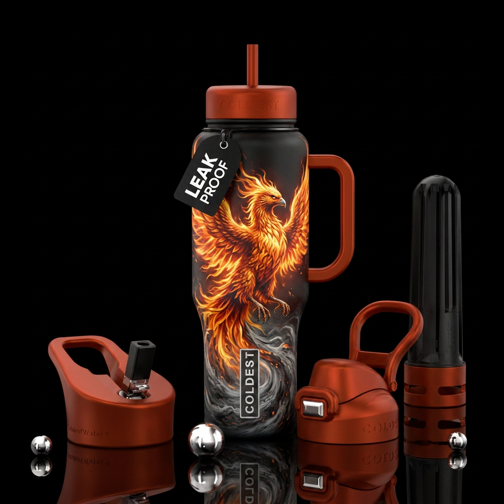 Phoenix rising water bottle design