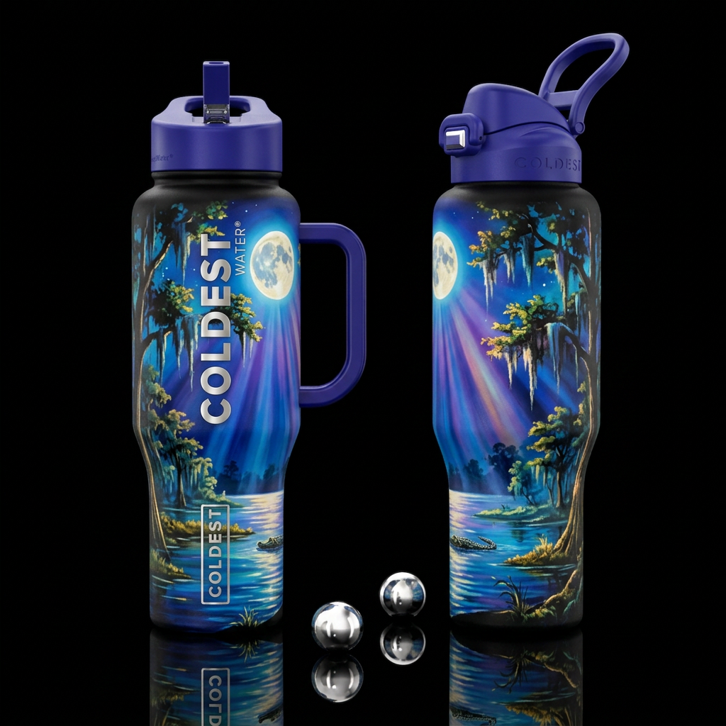 The Bayou water bottle design