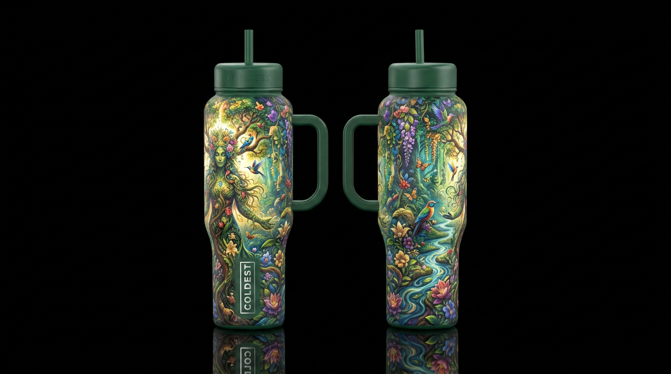 Mother nature water bottle design