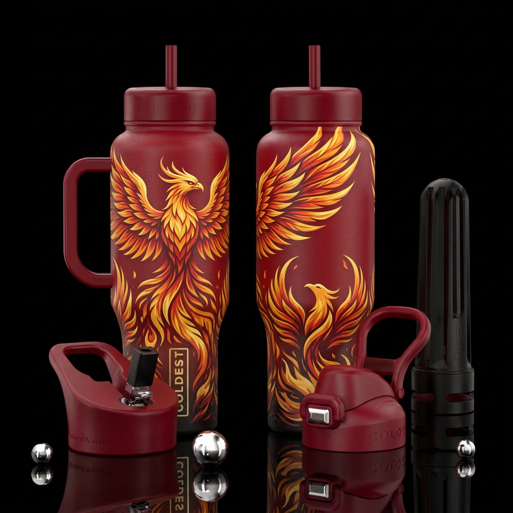 Phoenix rising water bottle design