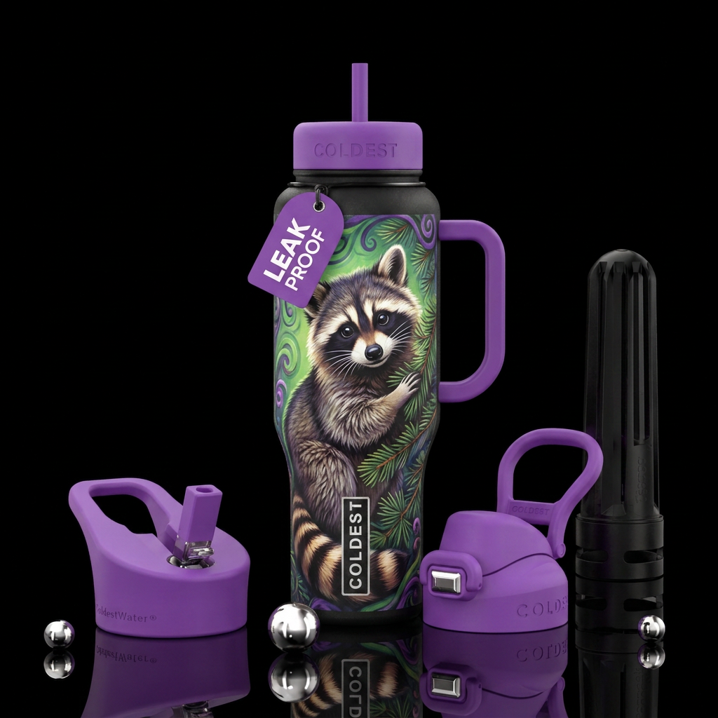 raccoon water bottle design