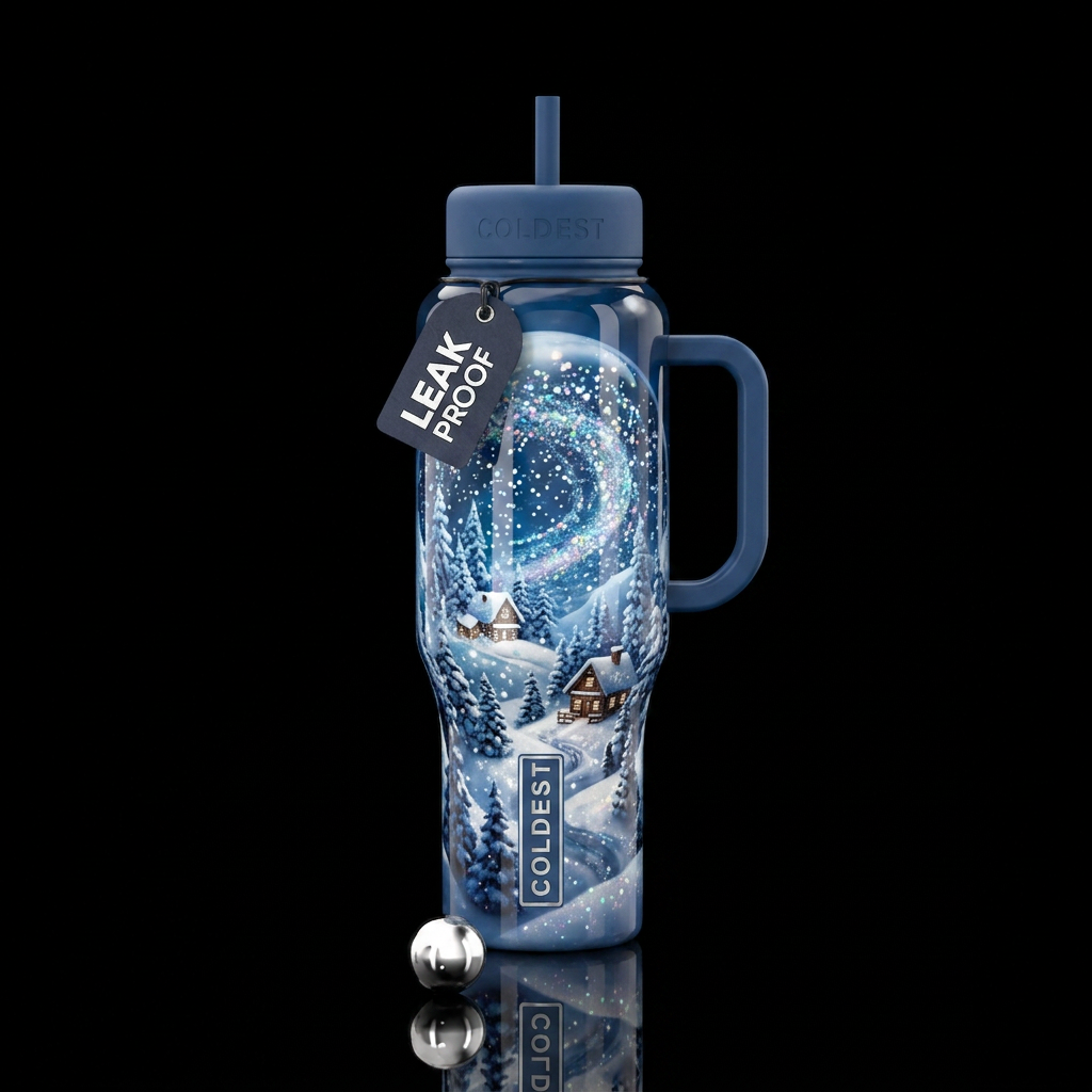 Snow globe water bottle design