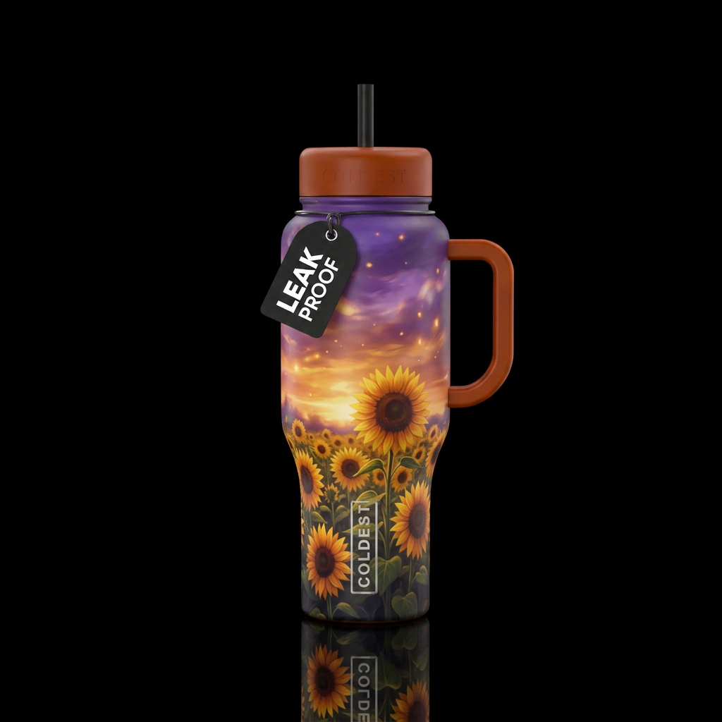 Sunset Blooms water bottle design