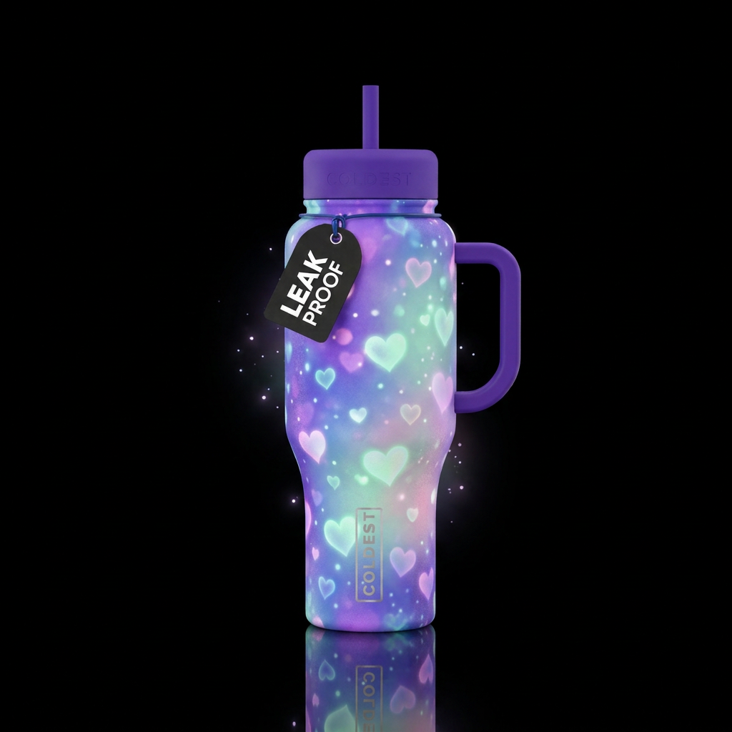 Magical Hearts water bottle design