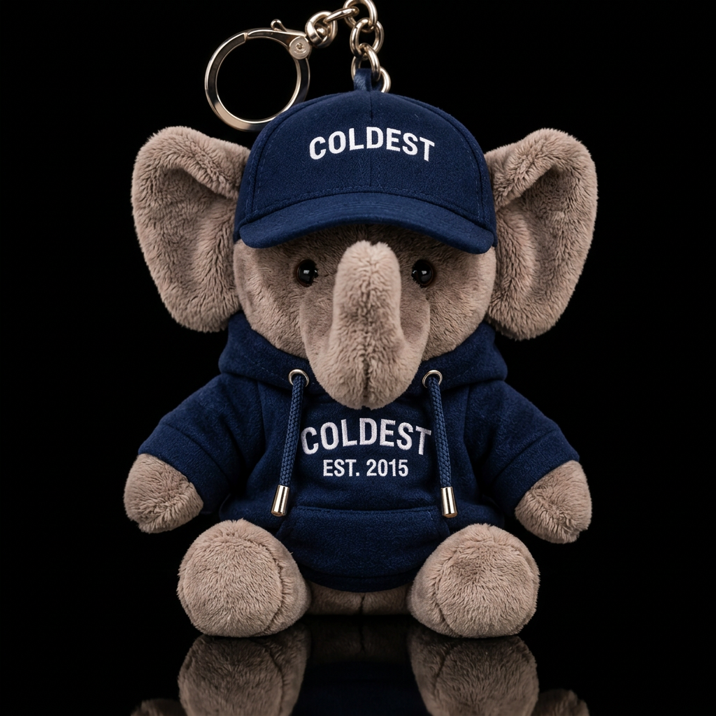 Elephant with trunk up, wearing a coldest shirt th... water bottle design