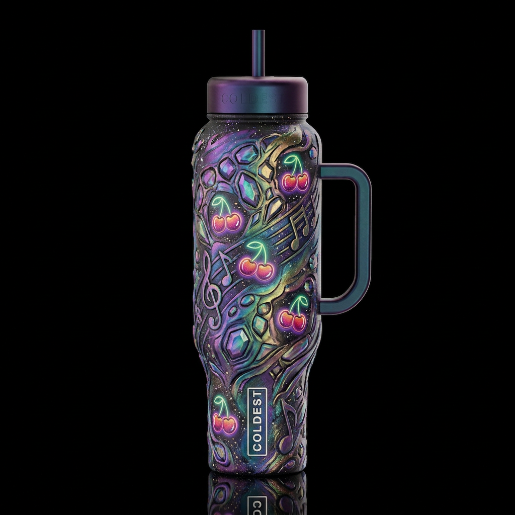 Musical Cherries 2 water bottle design