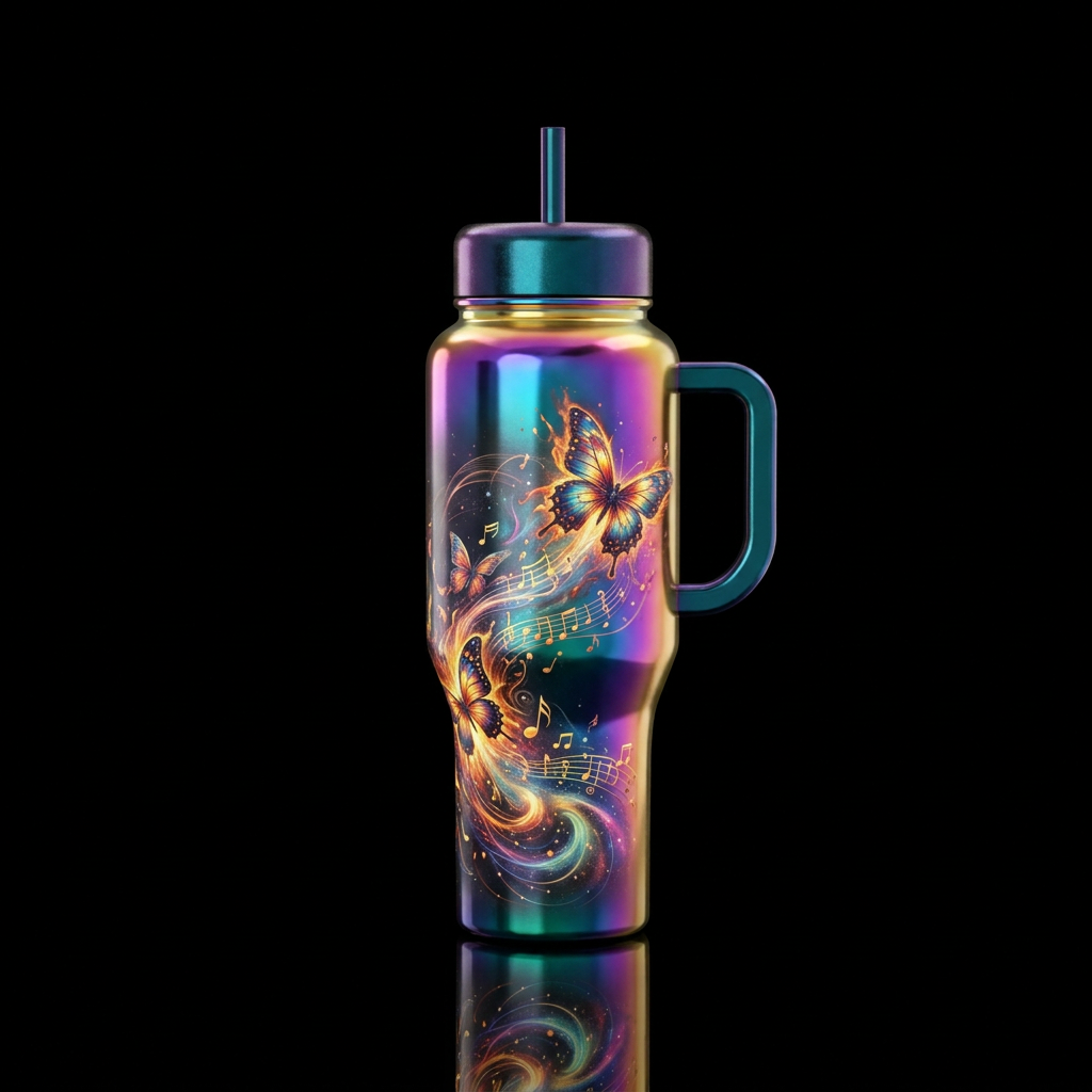 Musical Butterfly water bottle design