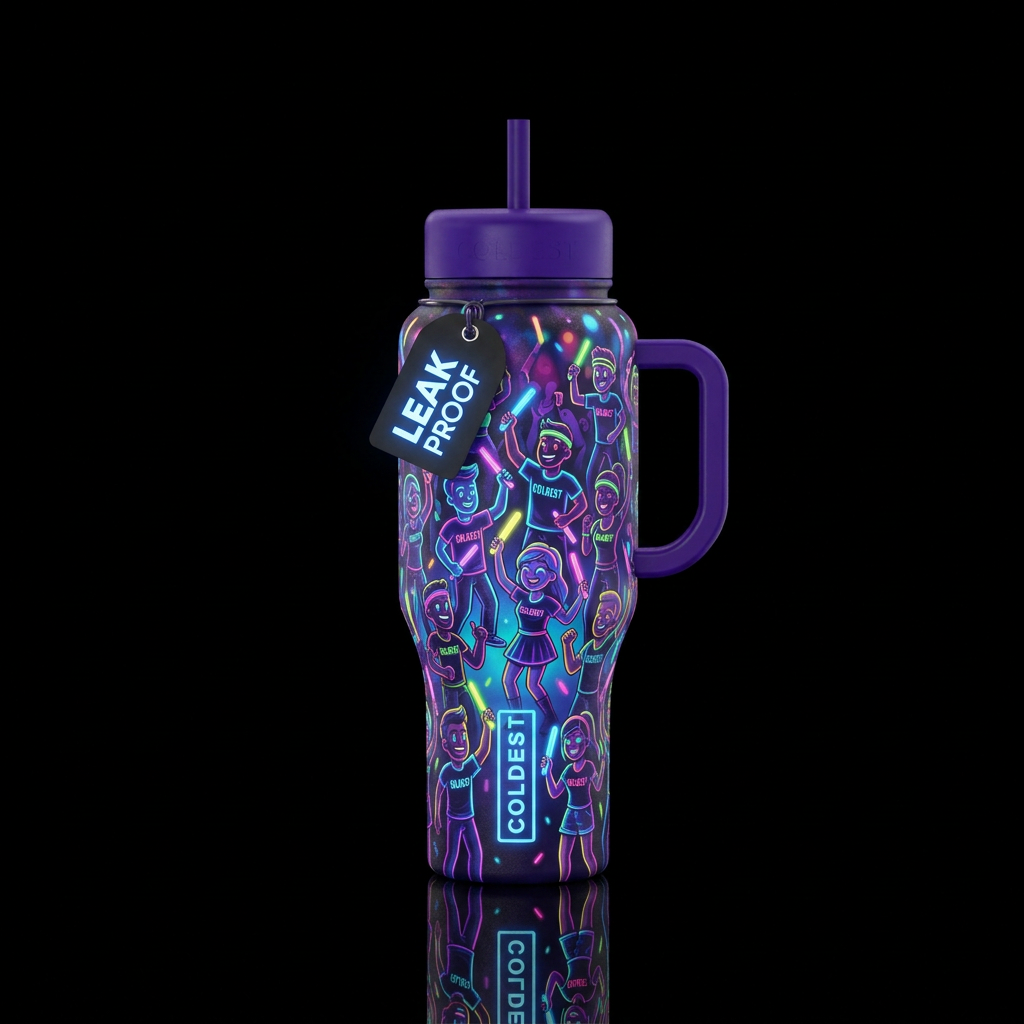 Glow Stick Party water bottle design