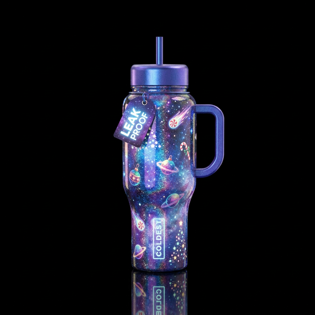 Christmas in Space water bottle design