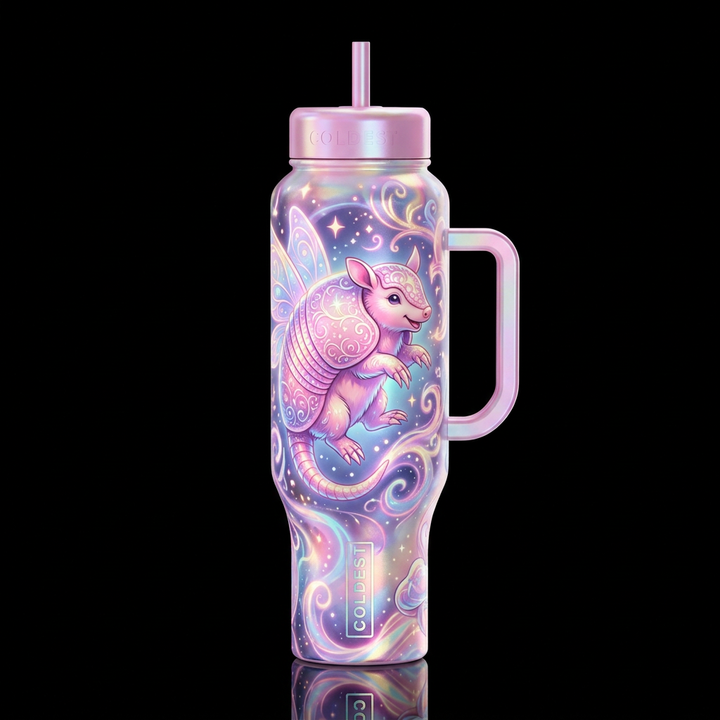 Pink Fairy Armadillo water bottle design
