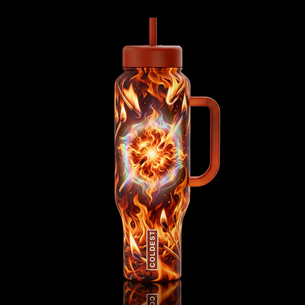 Up in Flames water bottle design