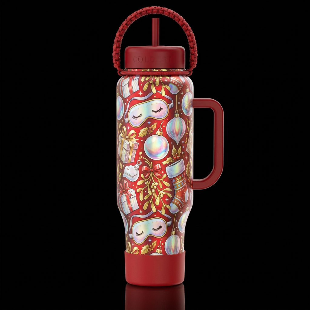 Restful Christmas water bottle design