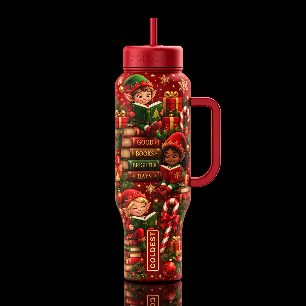 Bookish Elves water bottle design