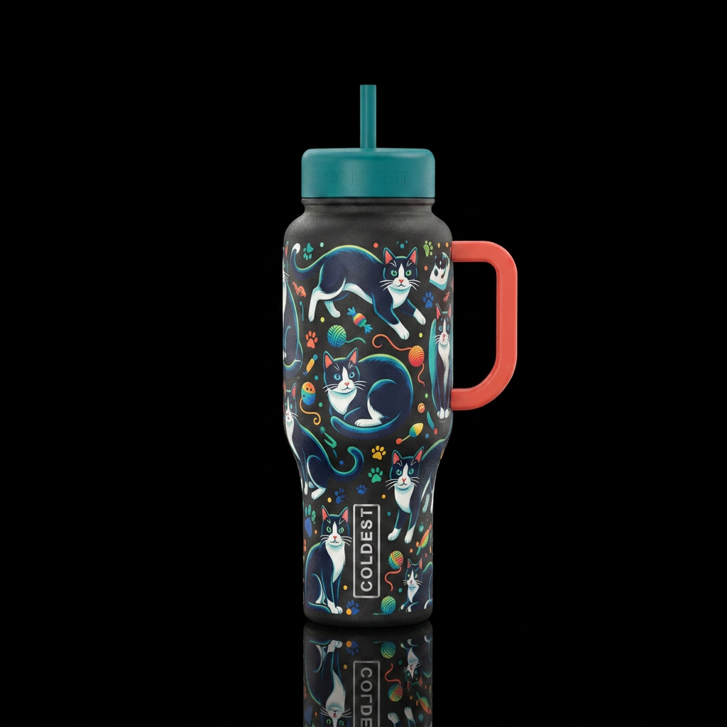 Tuxedo Cat Lovers water bottle design