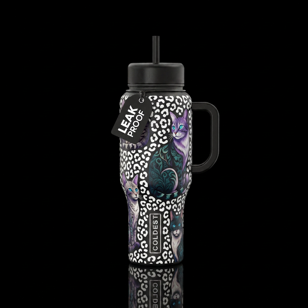 Leopard Cats water bottle design