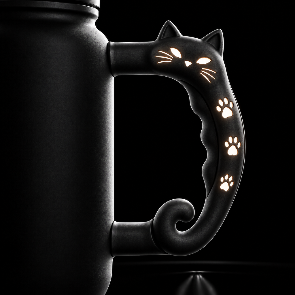 Black Cat Paws water bottle design