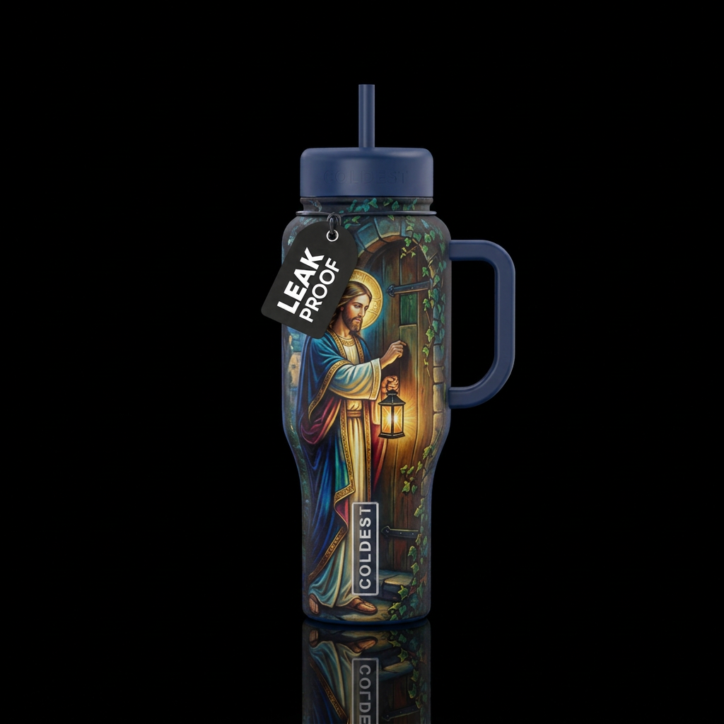 I want the painting the light of the world water bottle design