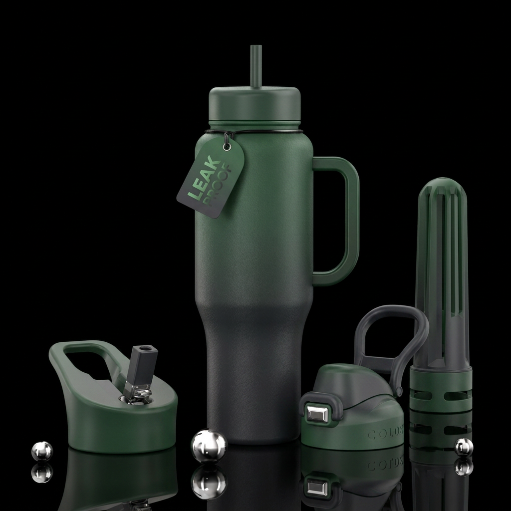 Masculine classy design forest green to gray water bottle design