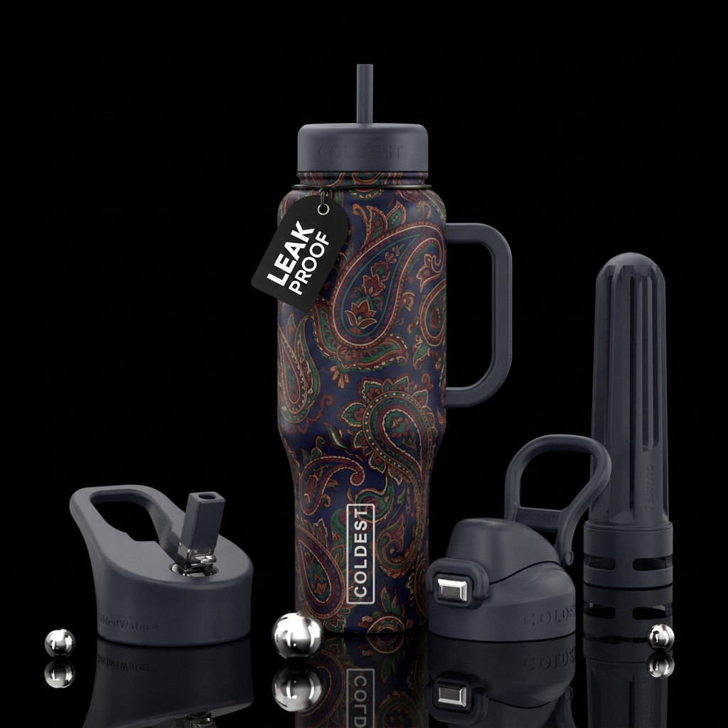 Masculine paisley water bottle design
