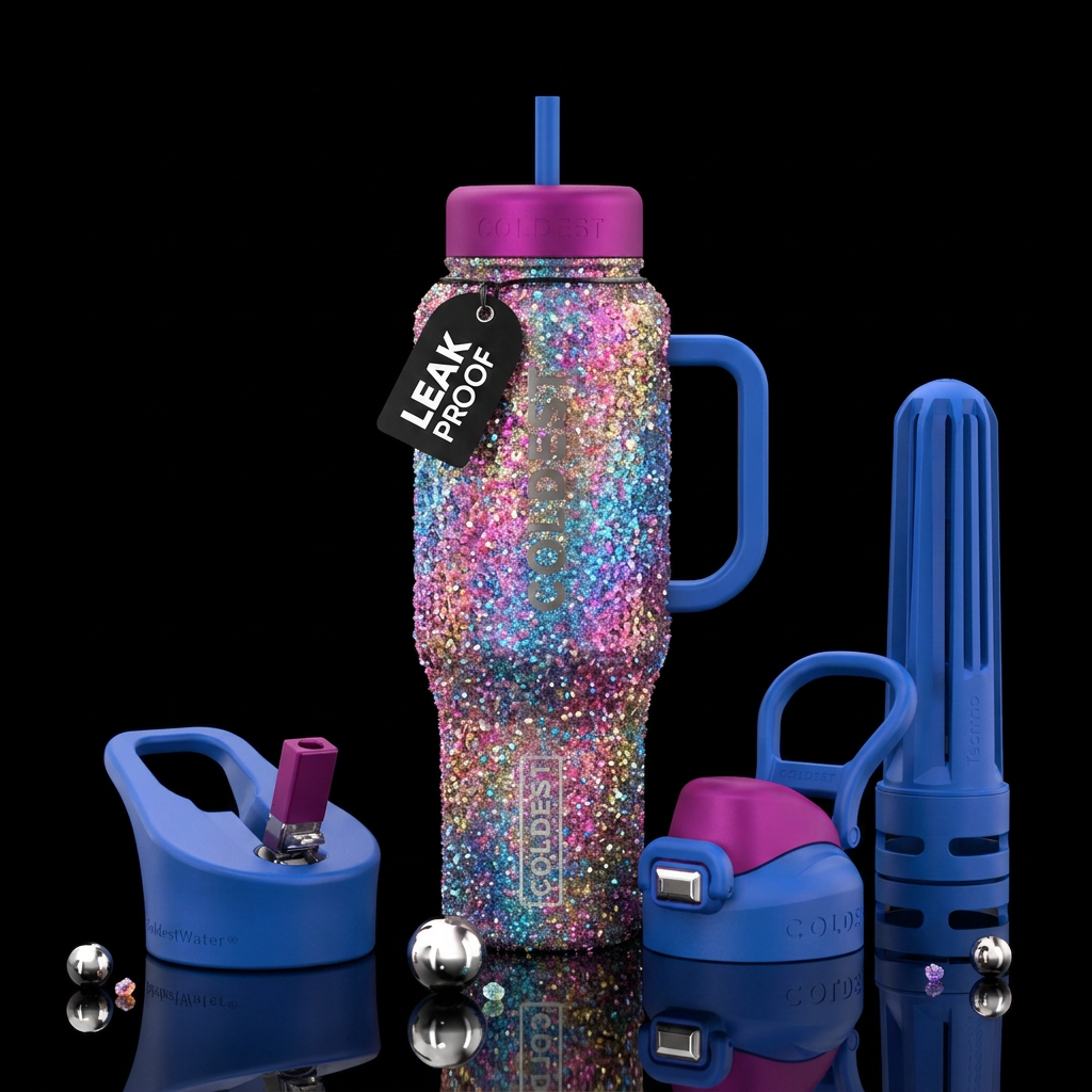 Sparkle sugar coated water bottle design