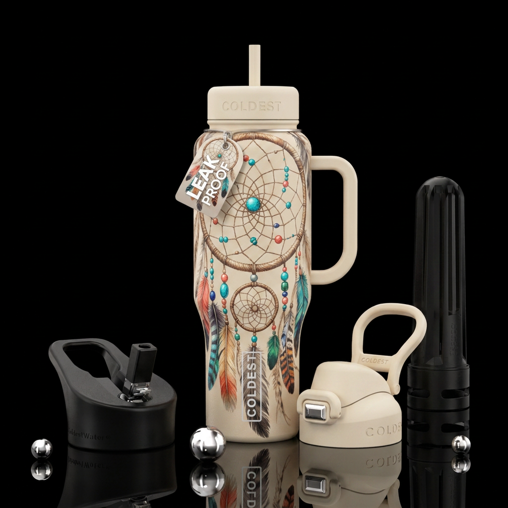 Dream catcher neutral water bottle design