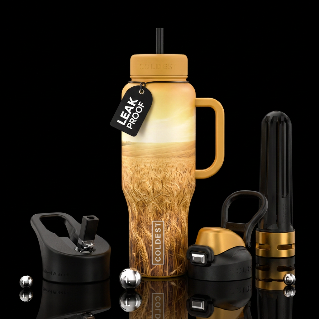 Wheat field water bottle design