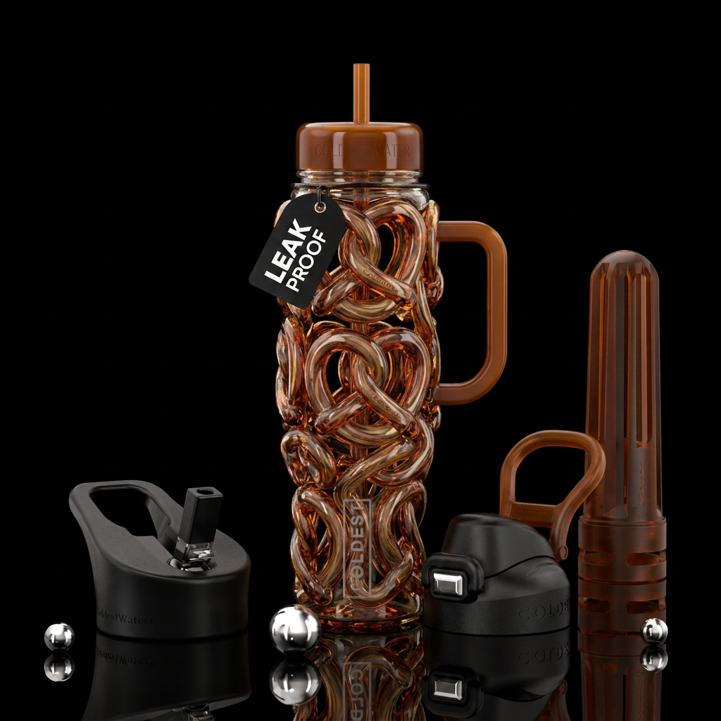 Blown glass pretzels water bottle design