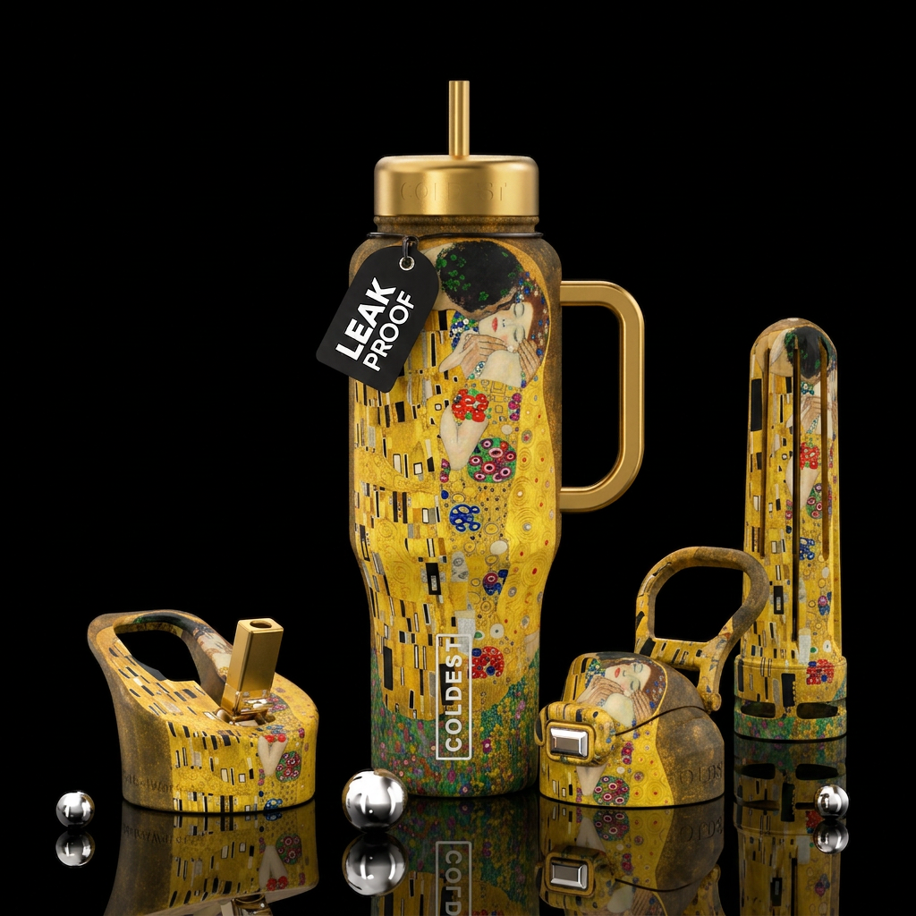 The kiss by Gustav klimt water bottle design