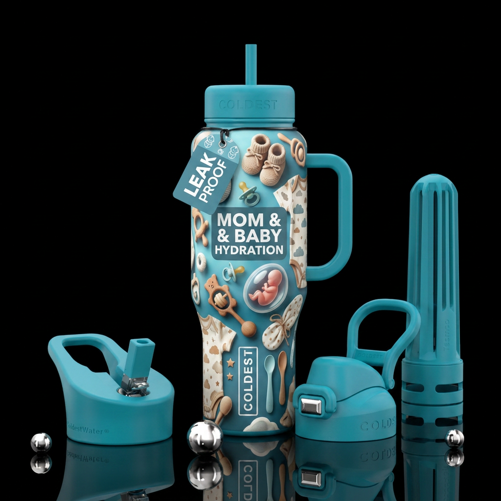 Gender neutral baby pregnancy items water bottle design