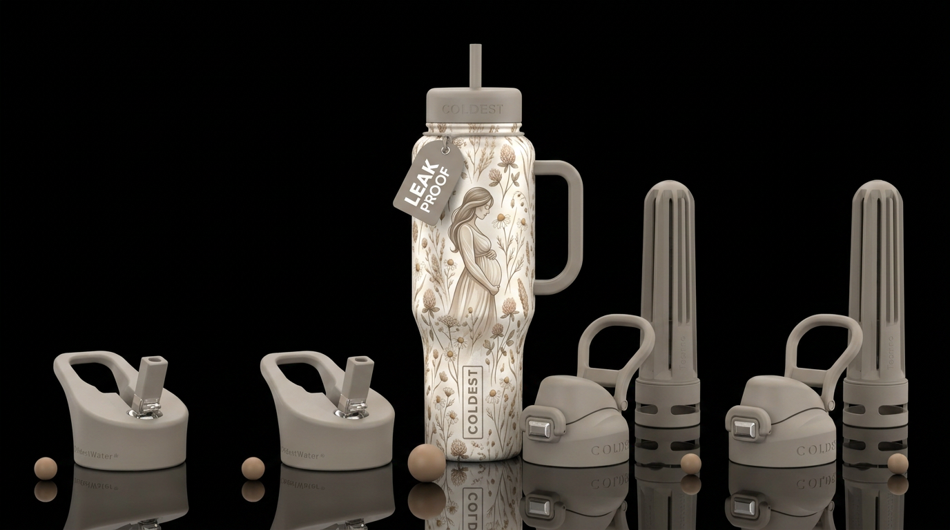 Neutral colored wildflower pregnancy water bottle design