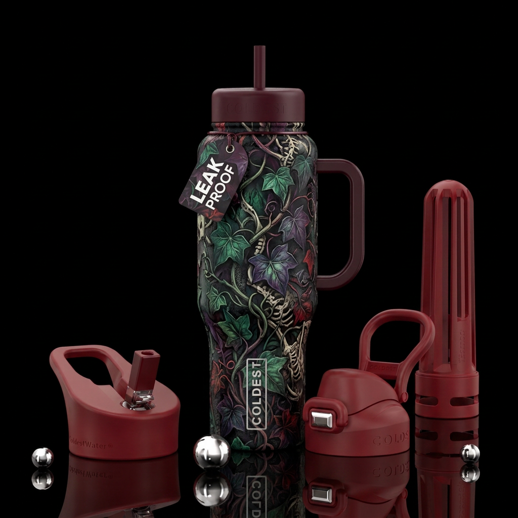 Spooky ivy water bottle design