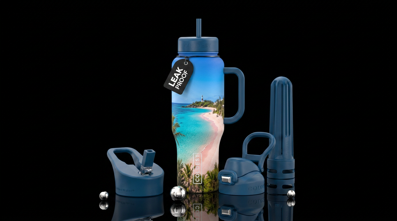 Bermuda beach water bottle design