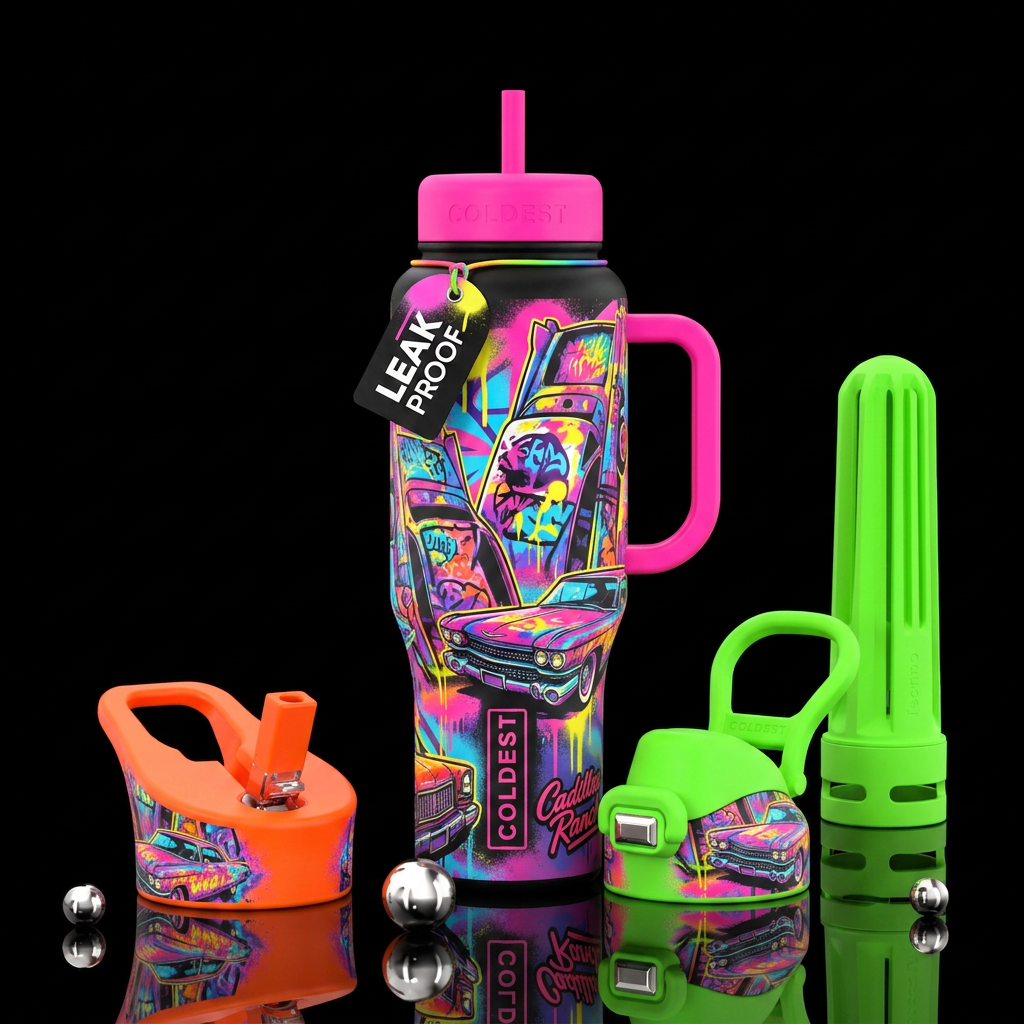 Cadillac Ranch water bottle design