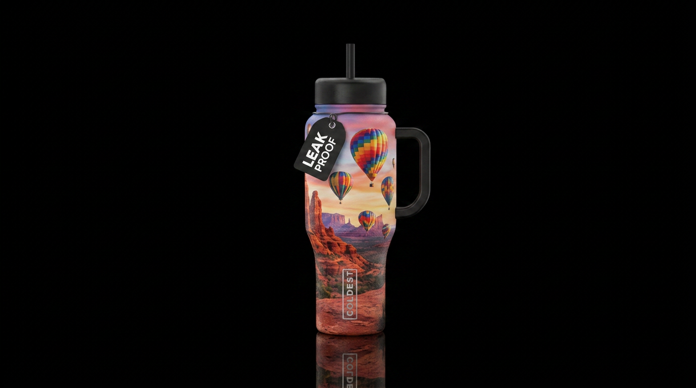 Sedona Arizona hot air balloon inspired water bottle design