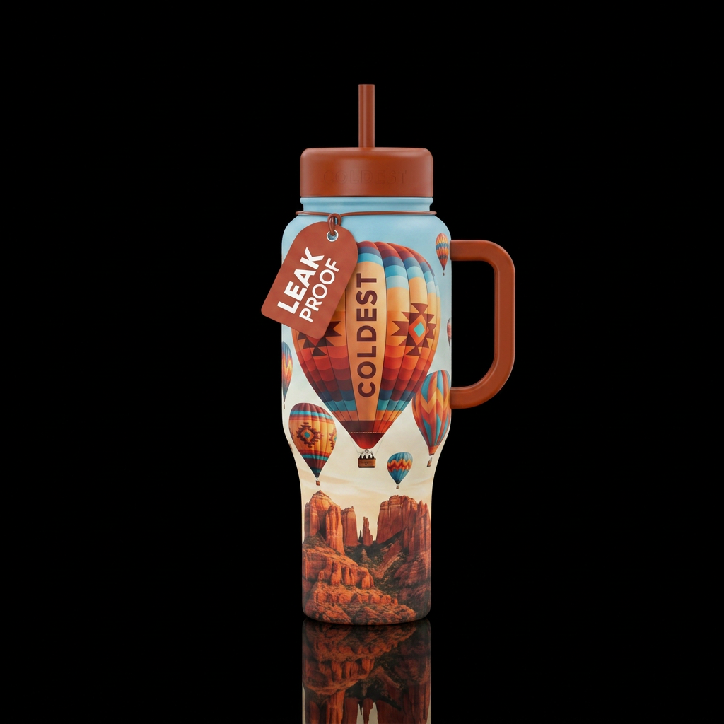 Sedona Arizona hot air balloon inspired water bottle design
