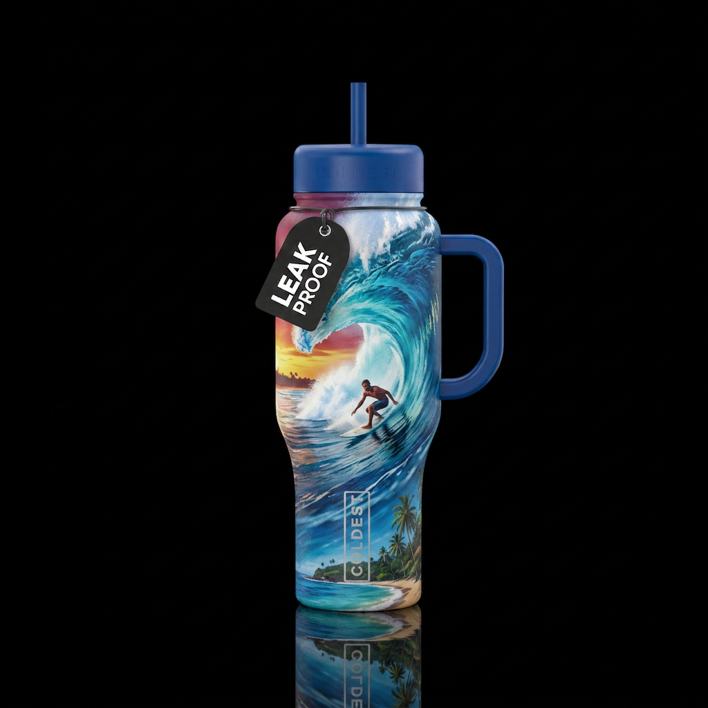 Surfing the perfect wave water bottle design