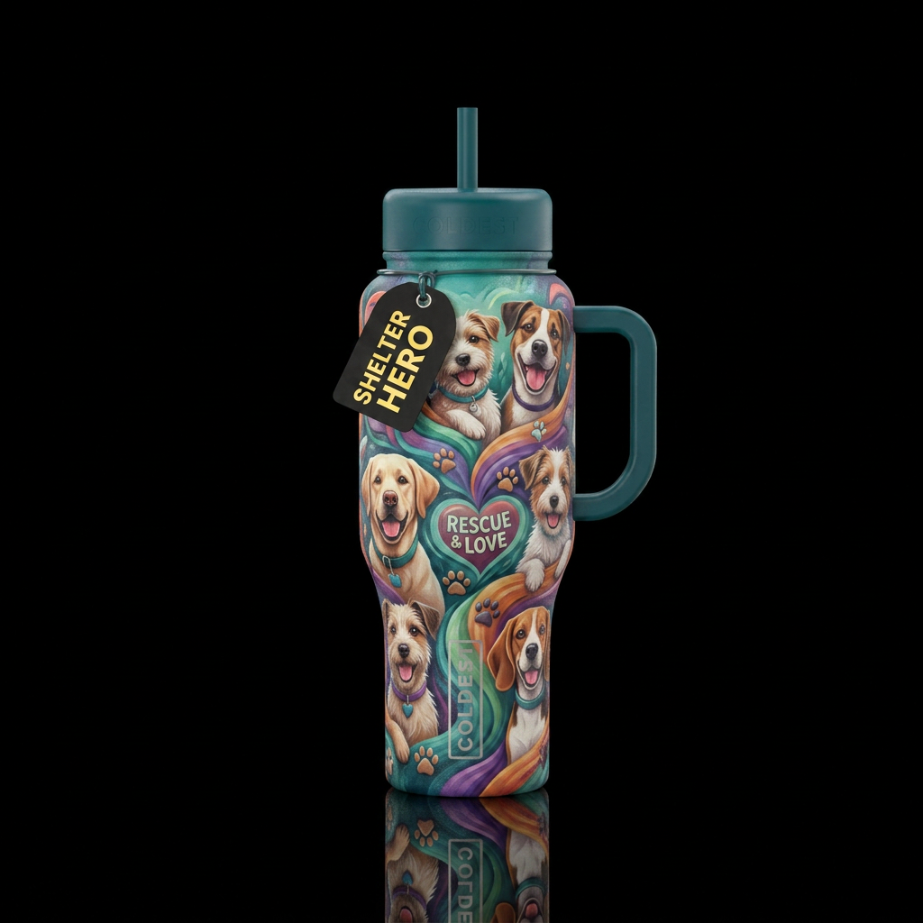 Shelter dog rescues water bottle design