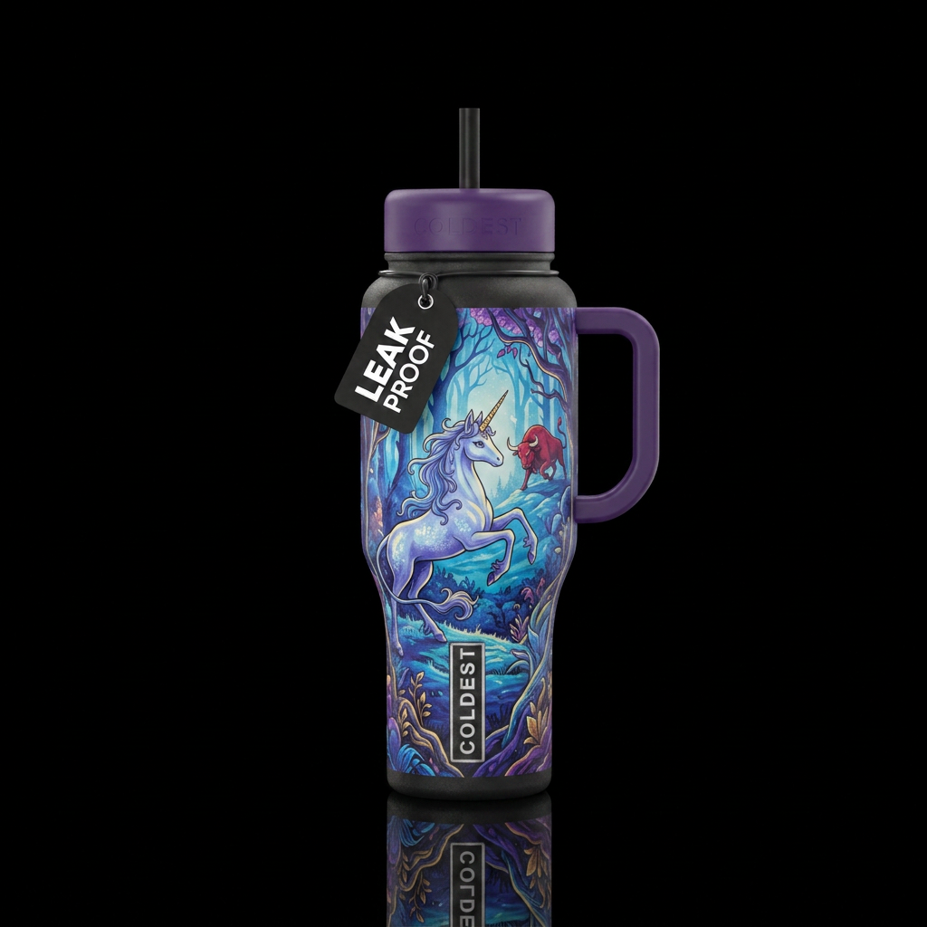 The Last Unicorn water bottle design