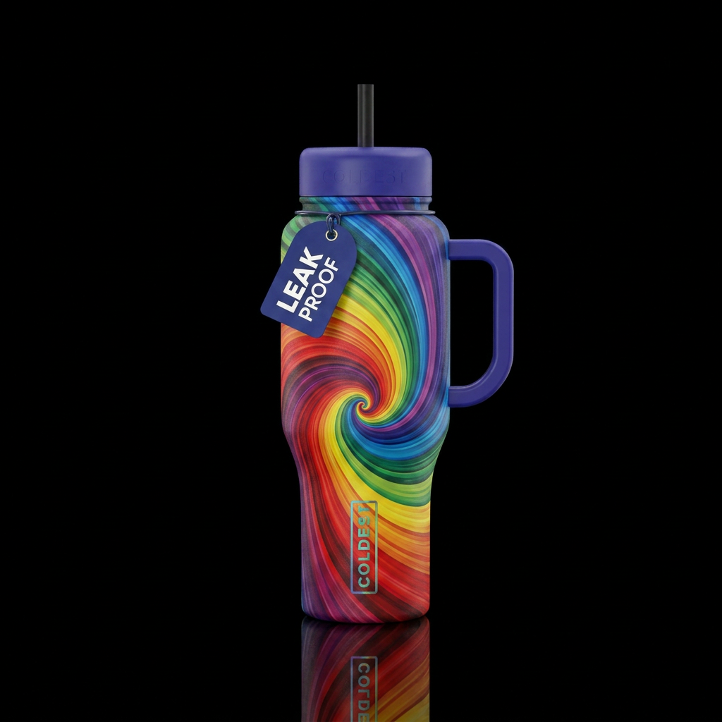 Rainbow fibonacci sequence water bottle design