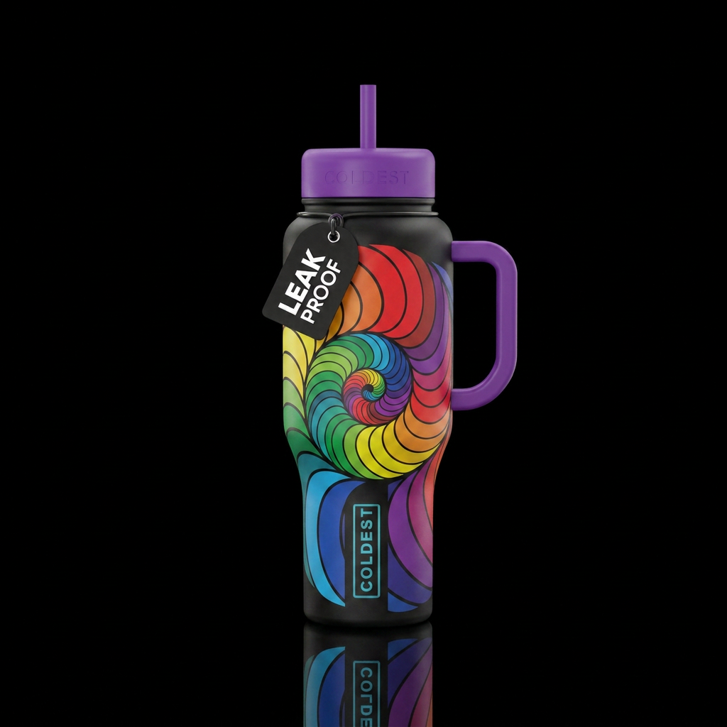 Rainbow fibonacci sequence water bottle design