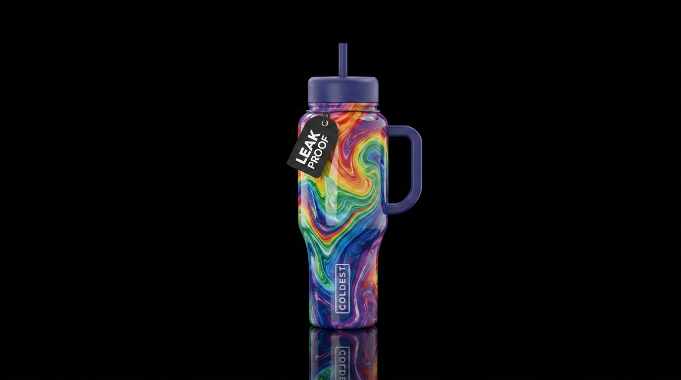 Rainbow marble collection water bottle design