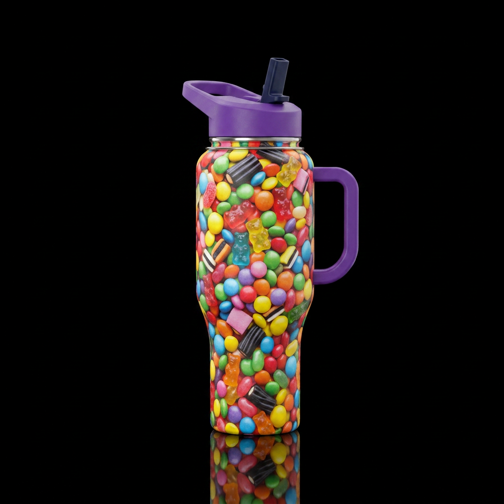 Rainbow candies water bottle design